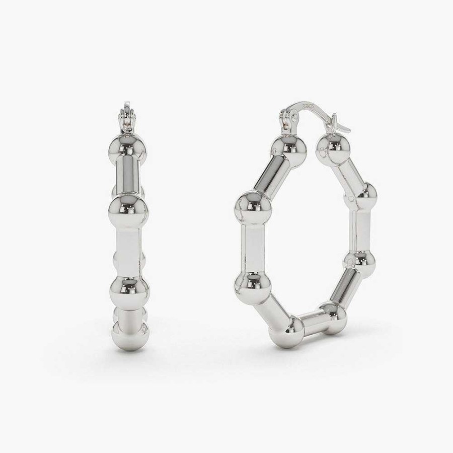 Earrings Ferkos Fine Jewelry | 14K Beaded Tube Hoop Earrings